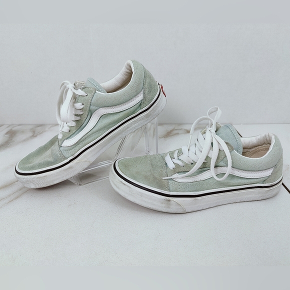 Vans Old Skool Gray Mint Green Suede Low Skate Shoes Sneakers, 5(M) 6.5(W) - Picture 1 of 9